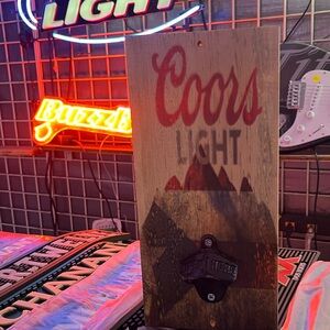Coors Light Wall Mounted Bottle Opener handmade man cave 12” x 5.5”